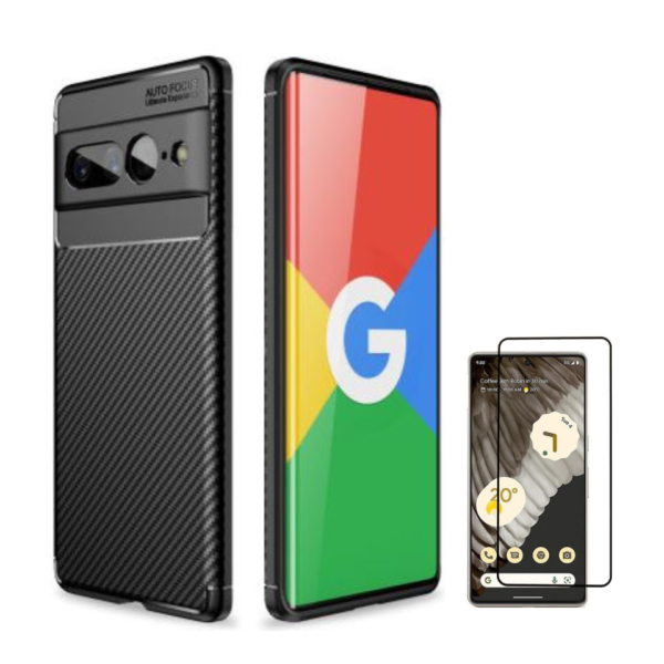 Case Carbono Autofocus Pixel 7 Pro + Vidrio pantalla