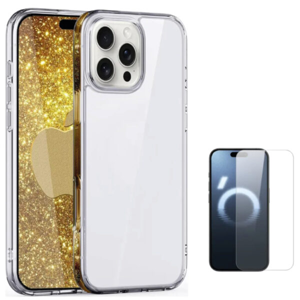 Case Funda Clear + vidrio de pantalla Para iPhone 16 Pro