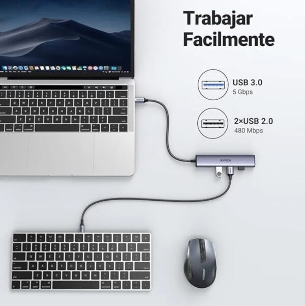 Adaptador UGREEN Usb-c Hub 5 En 1, 1 Hdmi 4k, 3 Usb, 1 Type-c 100w - Imagen 2