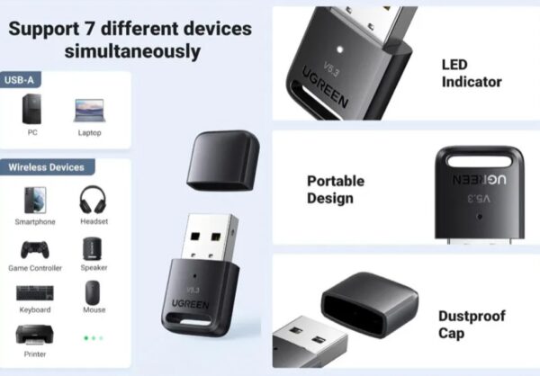 Ugreen Mini Adaptador Usb Bluetooth 5.3 Dual Para Pc Laptop - Imagen 5