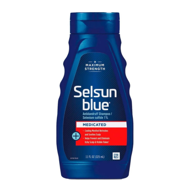 Selsun Blue Champú anticaspa medicado con mentol, azufre selenio 1%.