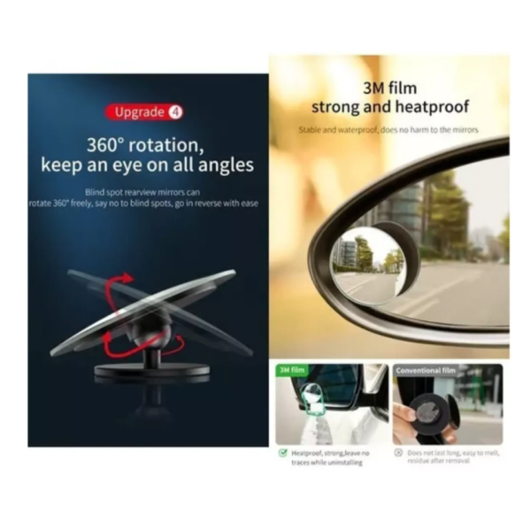Espejo Baseus Carro Auto 360° Hd Gran Angular De Punto Ciego - Imagen 3